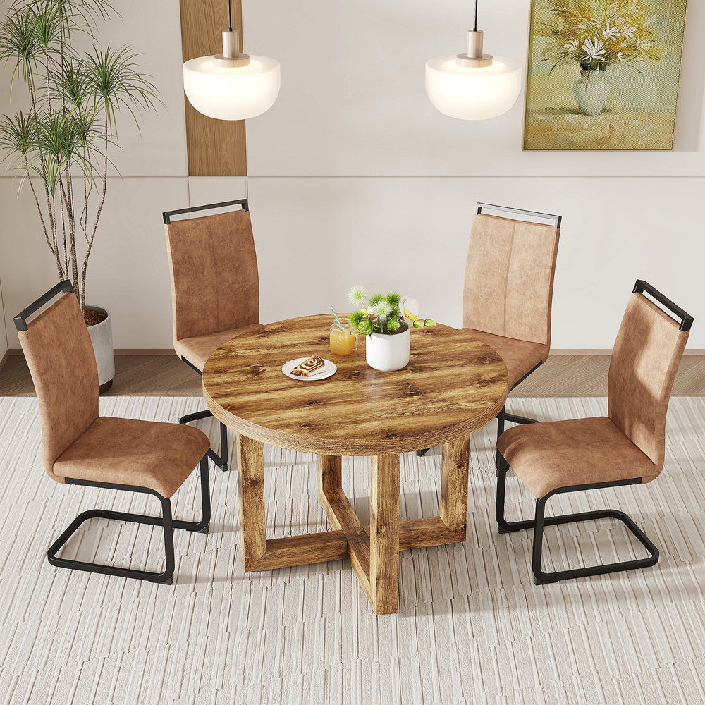 Practical Tabletop Millwood Pines A Modern And Practical Circular Dining Table. Made Of ...