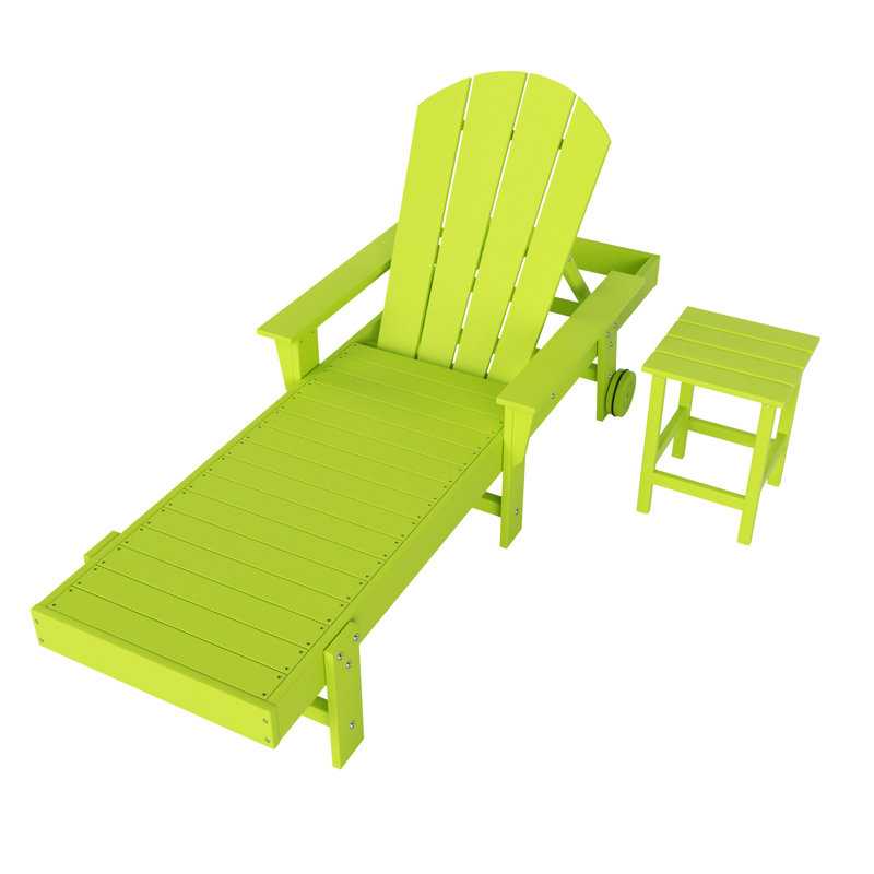 Laguna Outdoor Chaise Lounge with Table, Lime