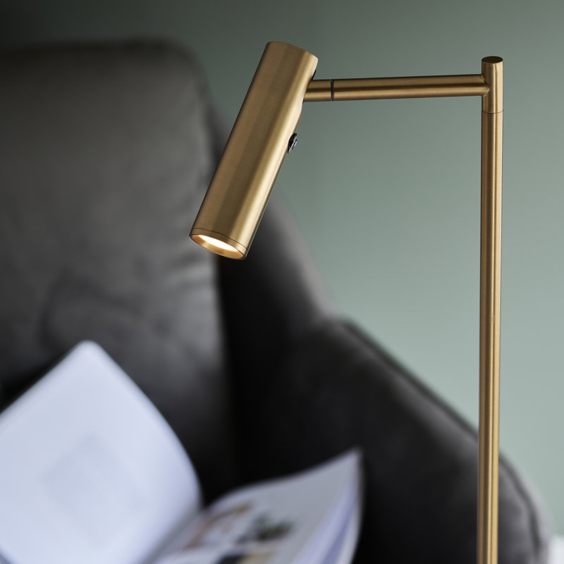 Rossleigh 125cm LED Task Floor Lamp, Warm Brass Plate