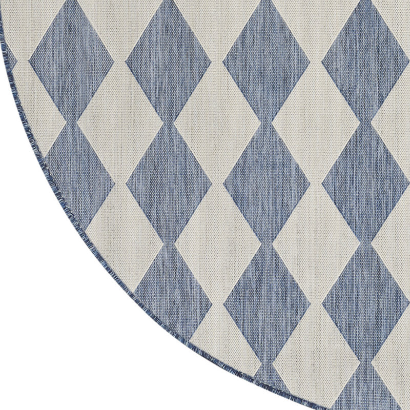  Positano 12' x Round Navy Blue Modern Rug, Round 12', Blue
