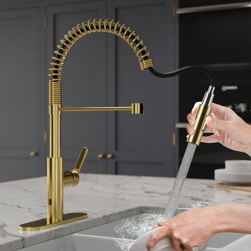 ANZZI Pull Down Touchless Kitchen Faucet, Brushed Gold