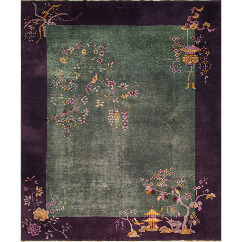 Antique Wool Gray Purple / Lavender Mauve Hand Knotted Pile Rug