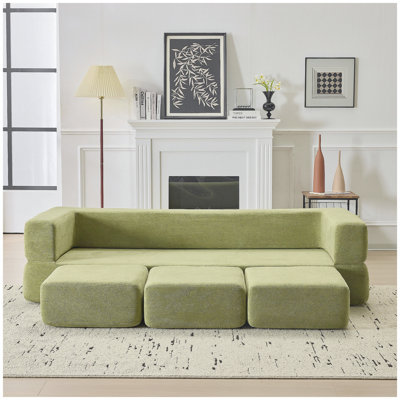 Canapé modulaire polyvalent, détachable, combinable et inclinable, canapé-lit à double usage pour petits appartements, maisons de location, salons et chambres à coucher, vert