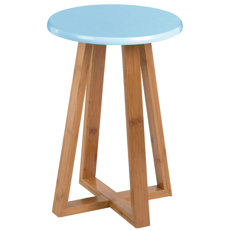Adair Solid Wood Accent Stool, Blue