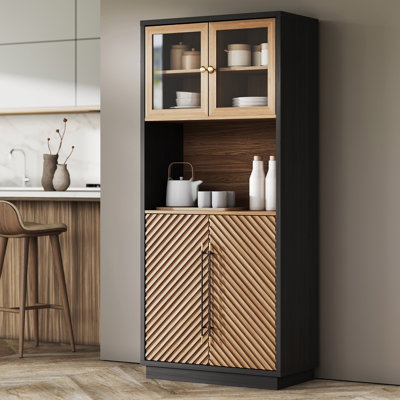 Tall Kitchen Pantry Cabinet with Adjustable Shelves (Brown Walnut)