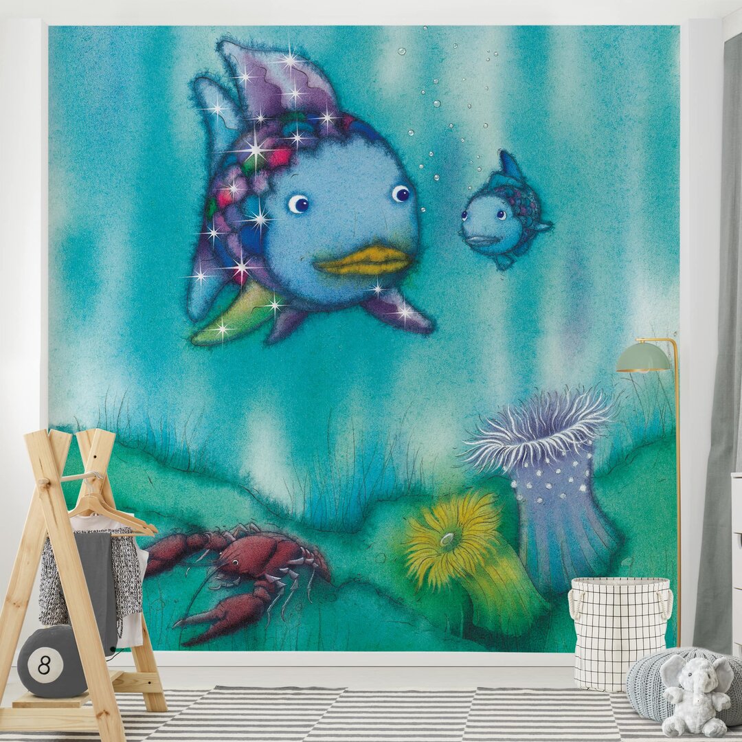 Strukturierte Tapete The Rainbow Fish – Two Fish Friends on the Move 1,92 m x 192 cm