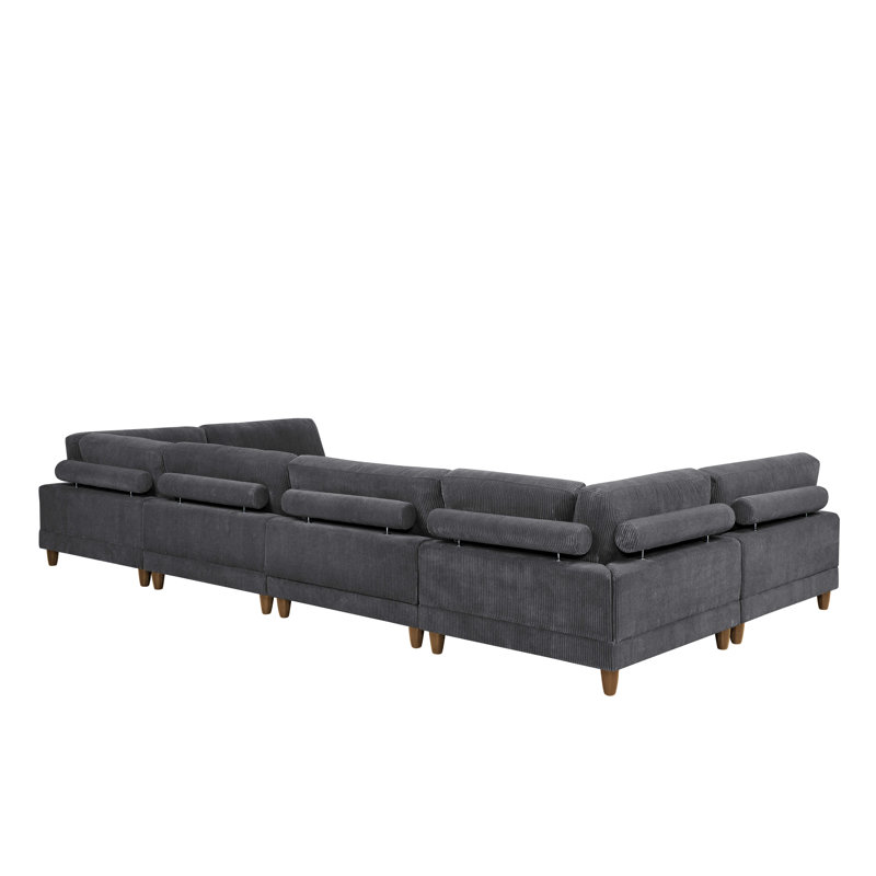 Corduroy Sectional, Gray Corduroy