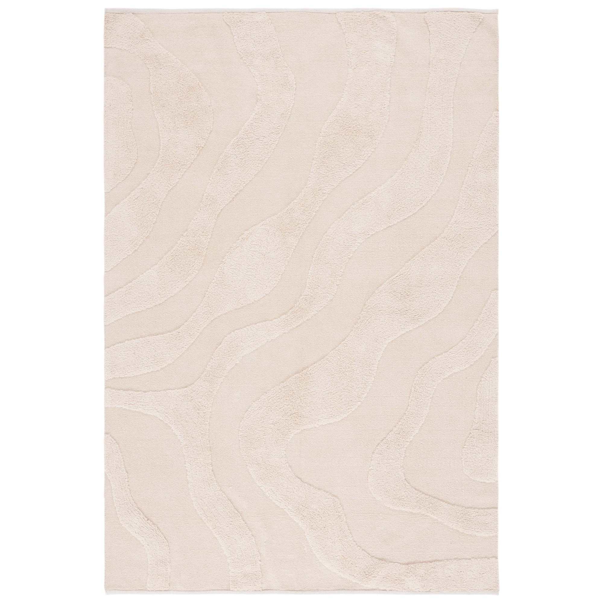 Mozie Handmade Recycled Cotton Ivory Rug, Rectangle 4' x 6'