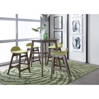  Didmarton 4 Person Gathering Table Set w/ Green Upholstered Counter Chairs