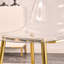 table ronde ronde en verre trempé avec pieds en métal doré, jumelée à 4 chaises de salle à manger transparentes-1498504288