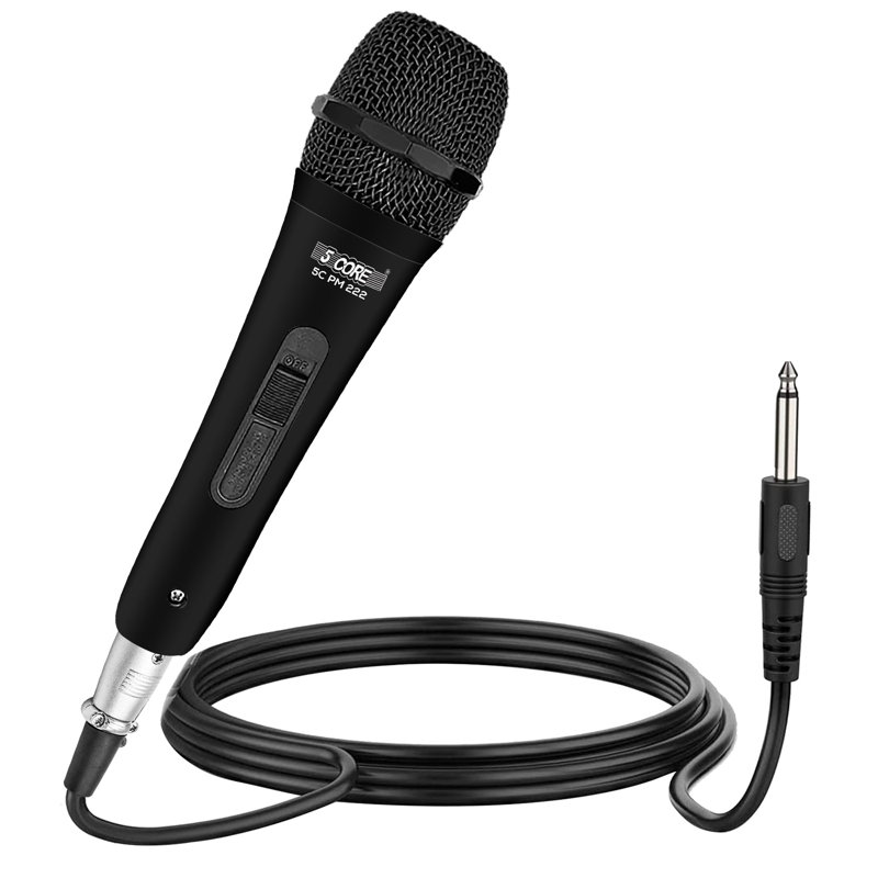 5 Core Karaoke Microphone Dynamic Vocal Cardioid Unidirectional Mic w ON/ OFF Switch XLR Cord, Clip