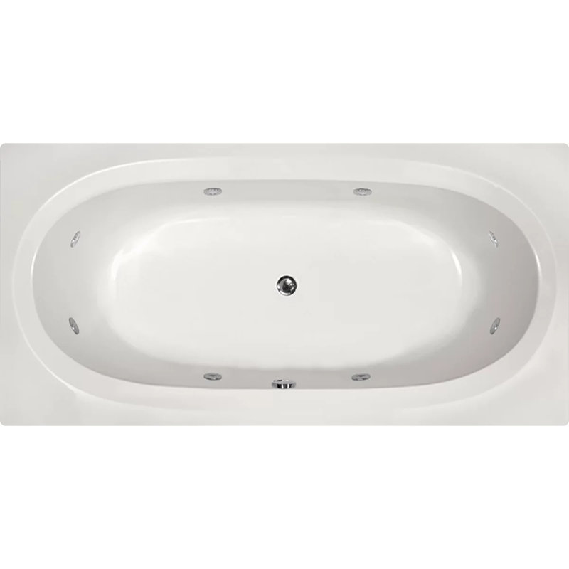 Baignoire de trempage encastrée 72 "x 36" Designer Caribe, Blanc, Nickel poli