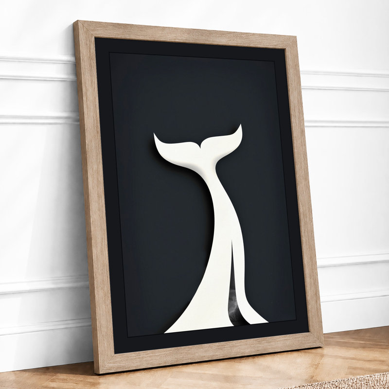 Whale Tail Rising Minimalist 1 Piece Single Picture Frame Wall Art, A3 - 42.0 x 29.7 cm, Oak
