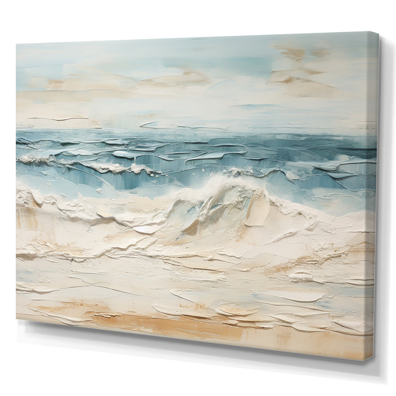 «Beige et bleu plage tranquille» sur toile, H 24 po x l 32 po x P 1 po, Toile tendue