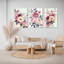 «Blush Pink Floral Bouquet», reproduction d'art sur toile tendue sur toile (ensemble de 3)-118095924