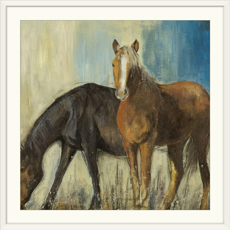 « ii » par pi studio, reproduction d’art Horses, Cadre blanc, H 24 po x l 24 po x P 1 po