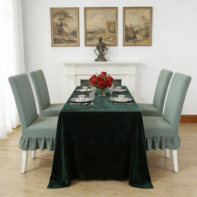 Easy-Going Dining Chair Covers, Stretch Chair Slipcover with Skirt, Chair Covers for Dining Room Restaurant Banquet (4 PCS, Green)