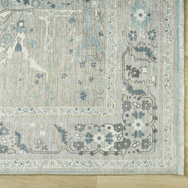 Tapis en coton tissé à la machine Aldora, Rectangle 7 pi 6 po x 9 pi 6 po
