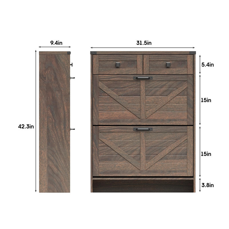 16 Pair Flip Down Shoe Storage, Dark Walnut