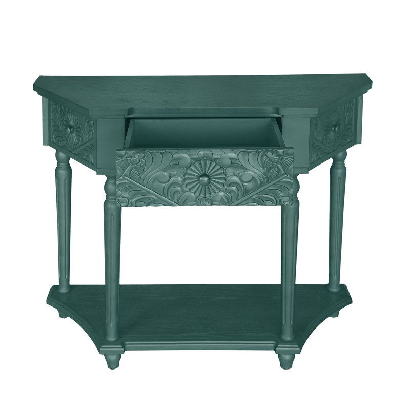 Console de style Mid-Century avec 1 tiroir et assemblage minimal requis pour le salon, Vert