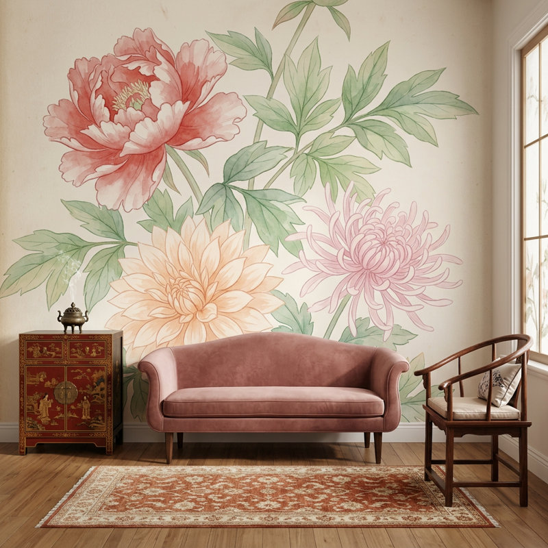 Décoration murale amovible sur fond blanc, 160 po x 108 po, Non tissé