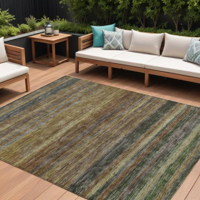 Tapis intérieur lavable rayé brun 9 pi x 12 pi