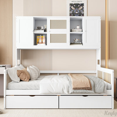All-in-One Cabinet and Shelf Wooden Daybed