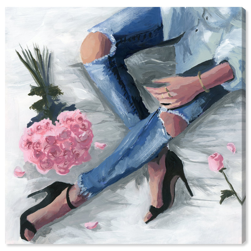 Romantiques jeans - Impression sur papier, Toile tendue, H 40 po x l 40 po x P 1,5 po