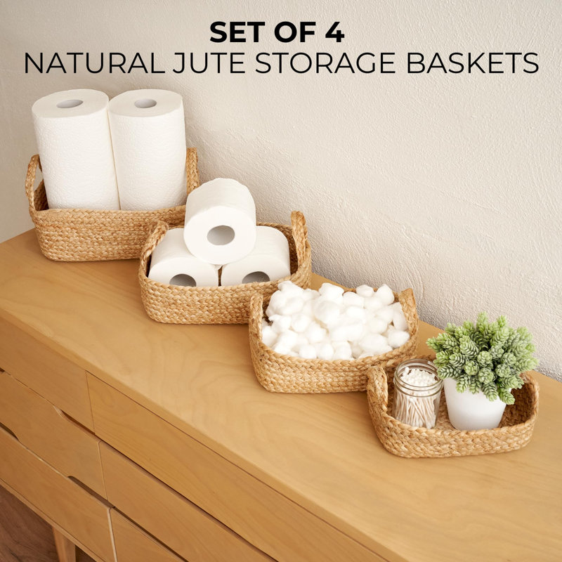 Natural Jute Rectangular Storage Basket Set of 4