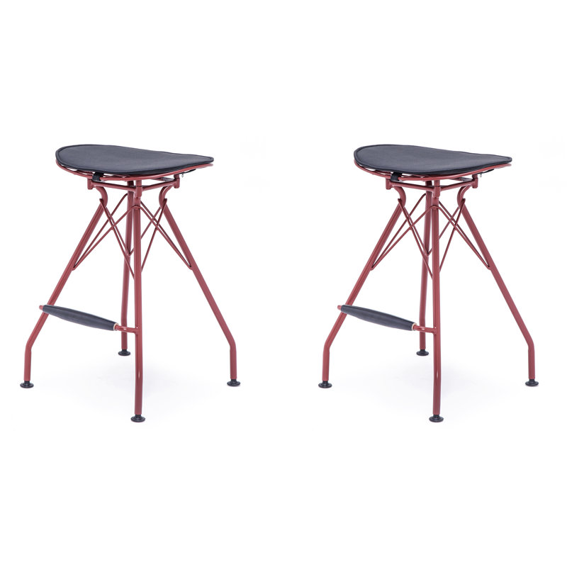 Belgr Upholstered Counter Stool with Metal Frame, Black, Counter Stool (24" Seat Height)