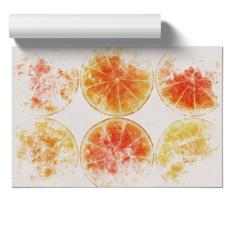 Orange Fruit Slices Watercolour - Frameless Print, 30cm H x 42cm W x 0.1cm D