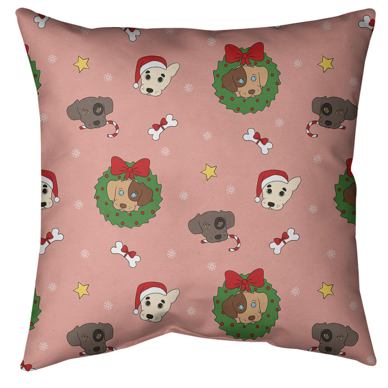Christmas Dogs Throw Pillow, 20" x 20", Red