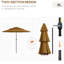 Parasol brun clair de 3 pi à 3 terrasses - avec manivelle, inclinaison à bouton-poussoir pour patio, cour arrière, grand parasol de jardin, manivelle et terrasse
