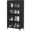 Armoire en métal avec tablettes réglables, dispositif de basculement, spacieuse pour les salles à manger, grands compartiments de rangement noirs, pieds stables, utilisation dans la chambre à coucher