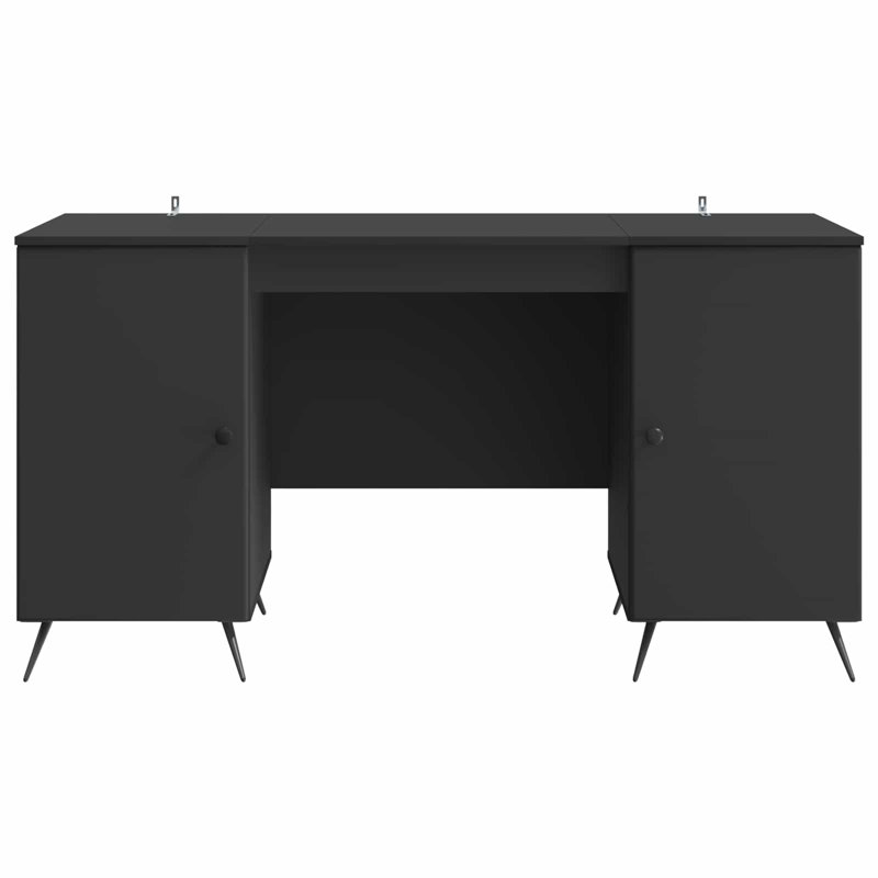  Desk With Shelf With Storage With Door Engineered Wood Furniture Set, Black