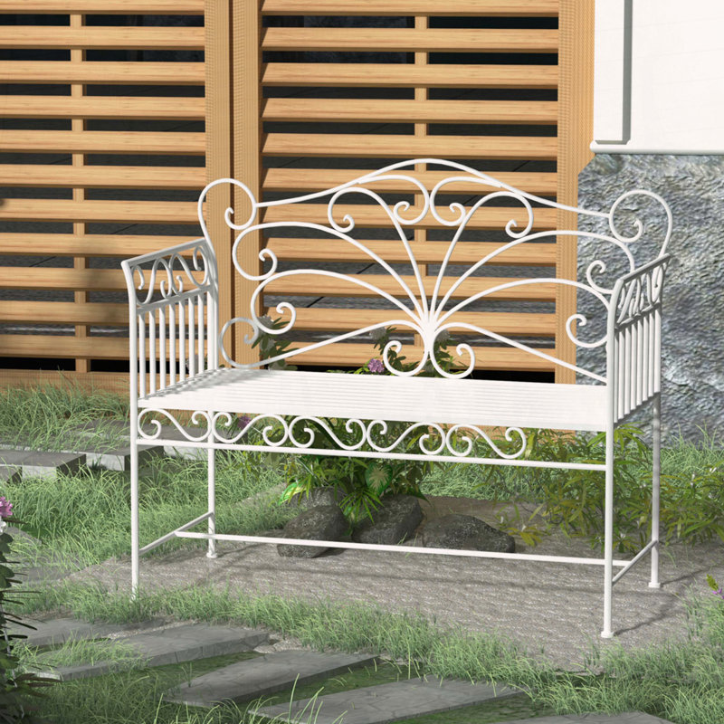Outsunny 43 Metal Garden Bench with Antique Floral Motif