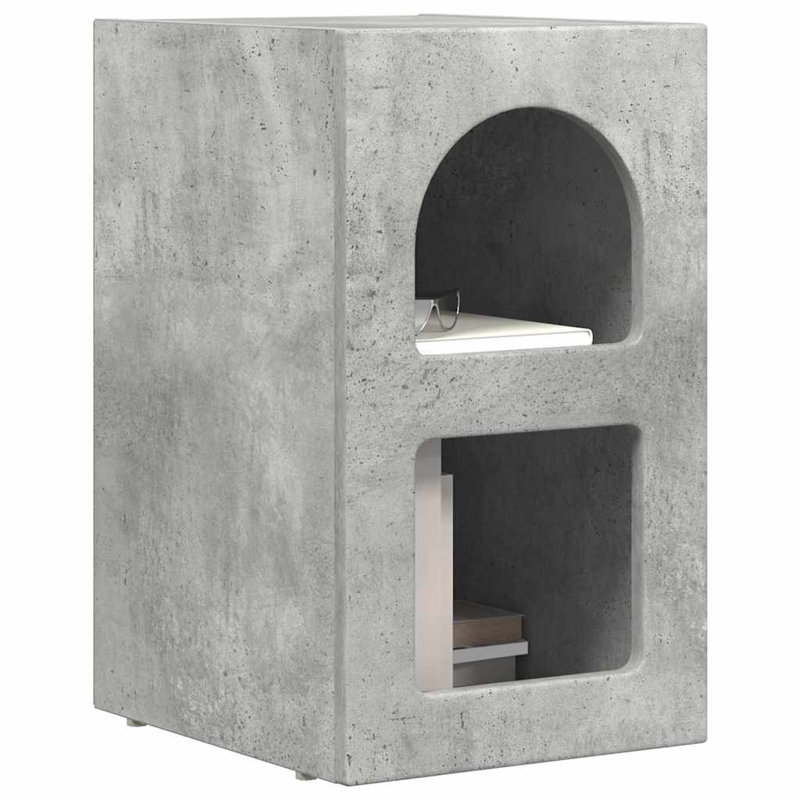 29.5cm W Manufactured Wood Bedside Table, Concrete Grey