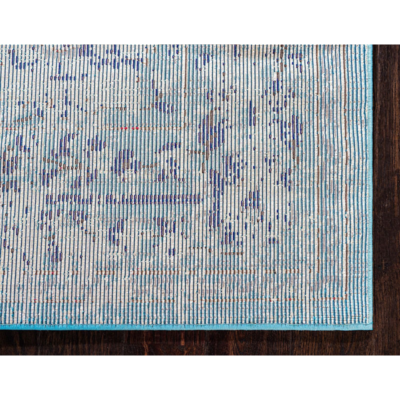 Tapis décoratif bleu oriental Dauphine, Rond 6 pi