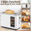 Grille-pain 2 tranches, grille-pain à écran tactile en acier inoxydable, 6 options de pain et de tonification, minuterie, plateau à miettes amovible, 900 W-108073895