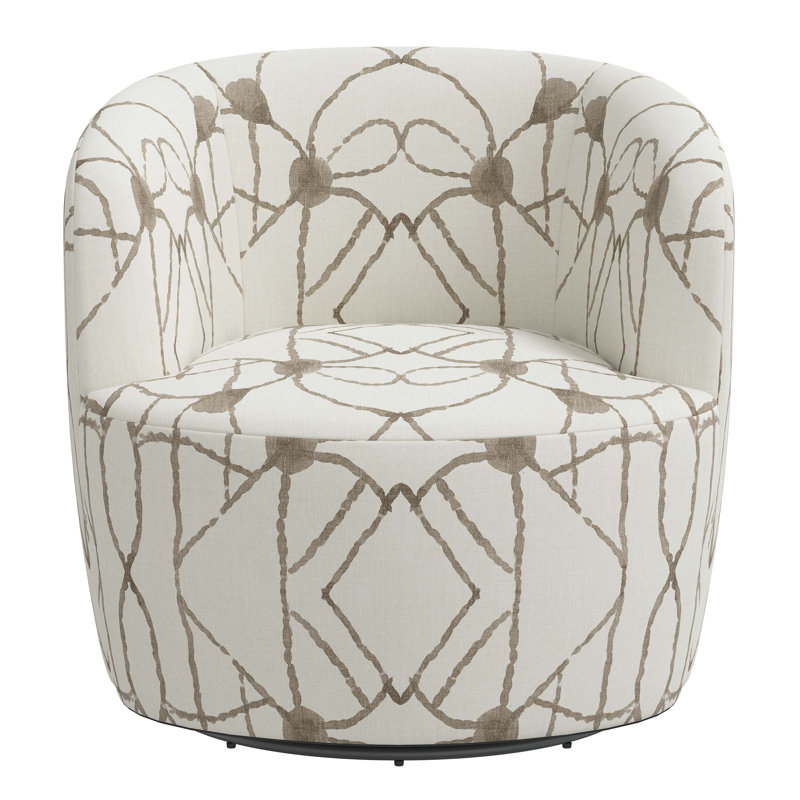 Maya Swivel Chair In Boucle, Hans Cream Geometric