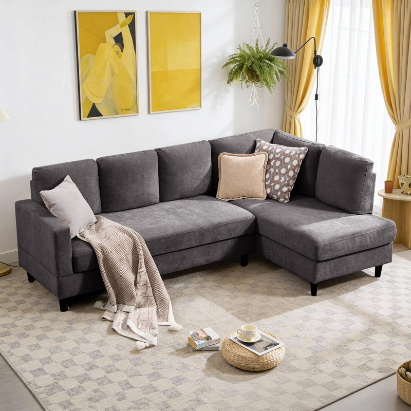 Canapé modulaire en L 95 po, Gris chenille