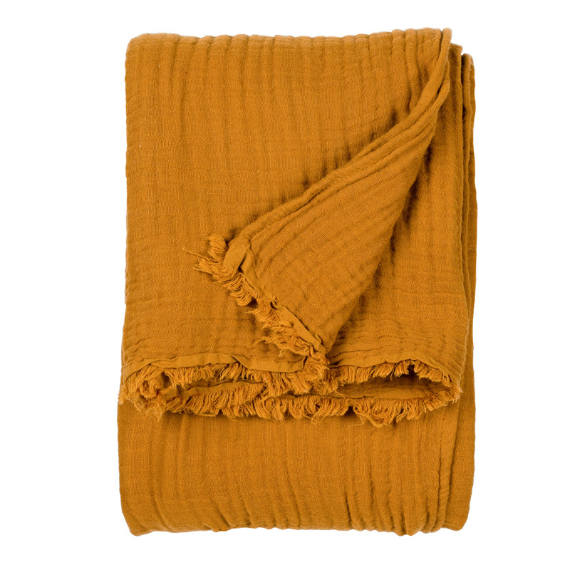 Knitted Throw Blanket, W130 x L180cm, Gold