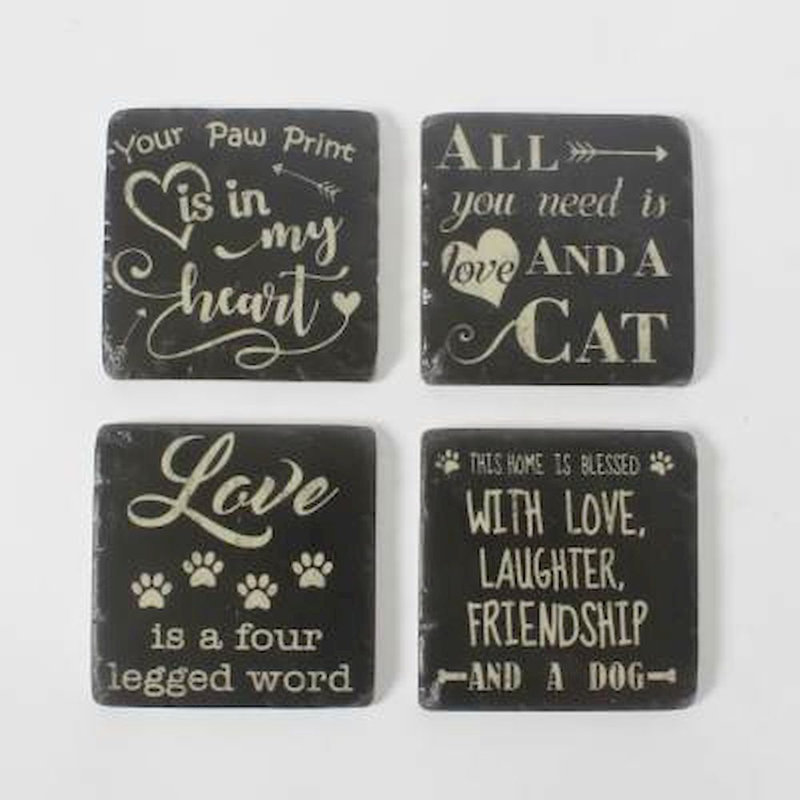 Love Ceramic Square 4 Piece Coaster Set