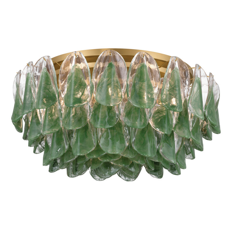 Plafonnier encastré 11,25 po Verla Crest, H 14,5 po x l 31,25 po x P 31,25 po, 11 lumières, Transparent / vert