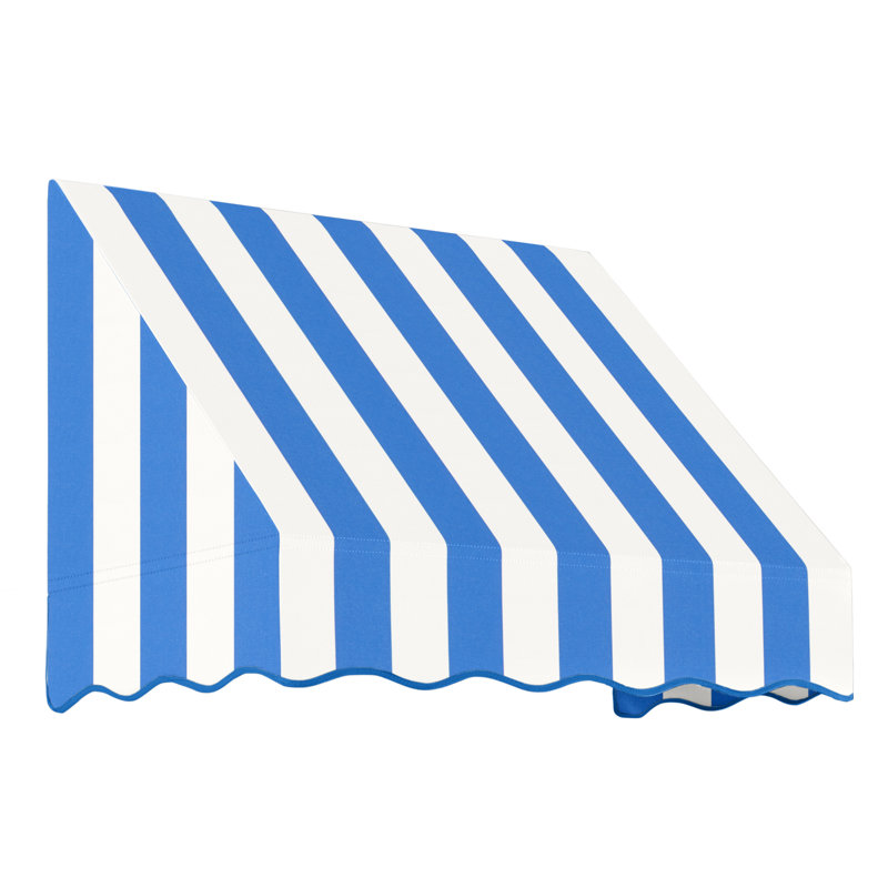 Auvent fixe en tissu acrylique San Francisco Awntech, H 18 po x l 40,5 po x P 36 po, Rayures bleu vif / blanc