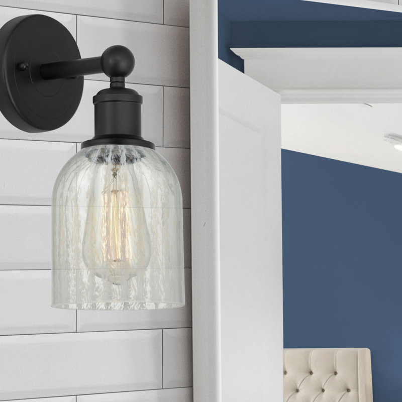 Carmi Steel Armed Sconce, Matte Black, Mouchette