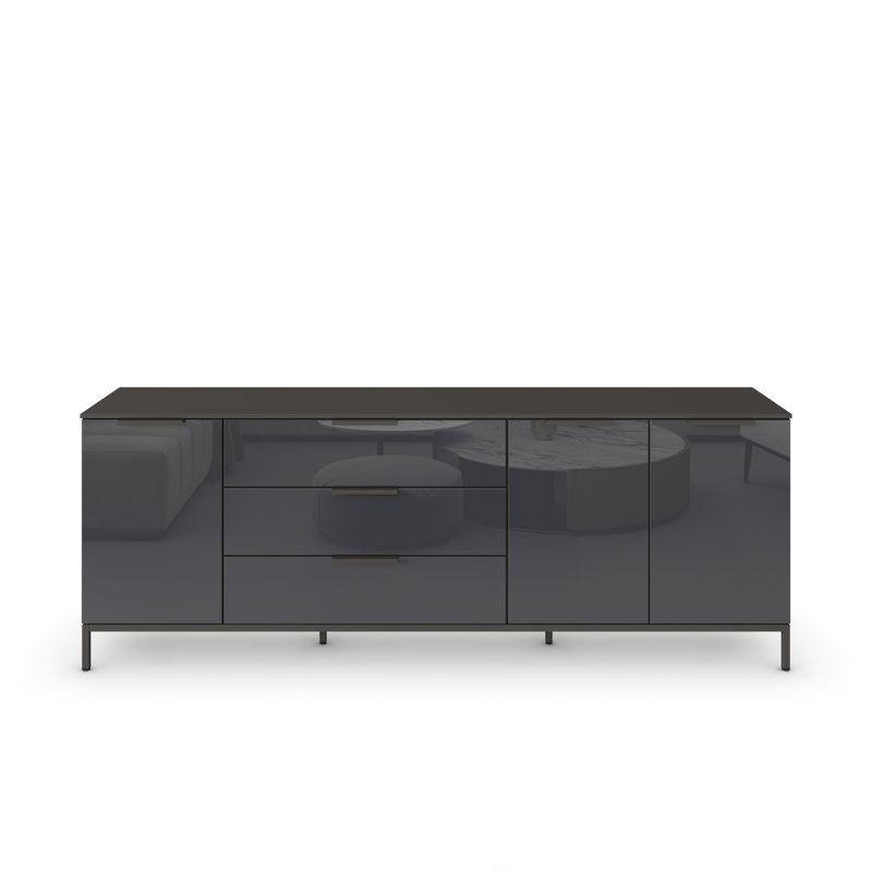 Flipp 3 Drawer 200Cm W Combo Dresser, Graphite/Glass Basalt