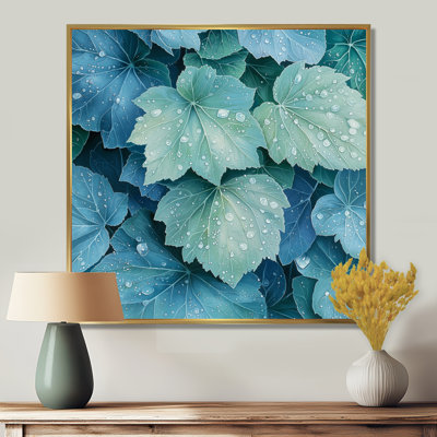 Morning Dewy Leaves I - feuilles, art mural