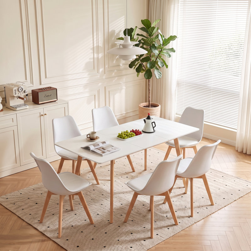 Extendable Dining Set, White