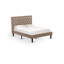 Ensemble de chambre à coucher 2 pièces pour grand lit - 1 grand lit en tissu de lin kaki foncé et tête de lit capitonnée à boutons avec 1 table de chevet - Table de chevet au fini crème au beurre brossé-1549701012-1481993927